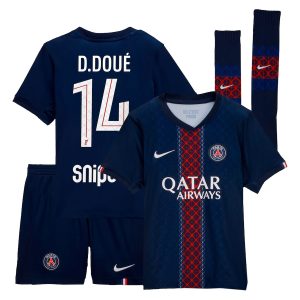 PSG Nike Home Mini Kit 2025-26 - Little Kids with D. Doué 14 printing