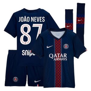 PSG Nike Home Mini Kit 2025-26 - Little Kids with João Neves 87 printing