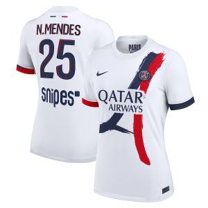 PSG Nike Away Stadium Shirt 2025-26 - Womens with N. Mendes 25 printing